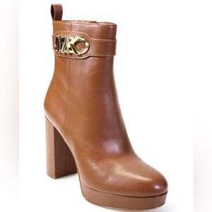 NEW Michael Kors Womens Parker Platform Booties Luggage Brown Size 10M